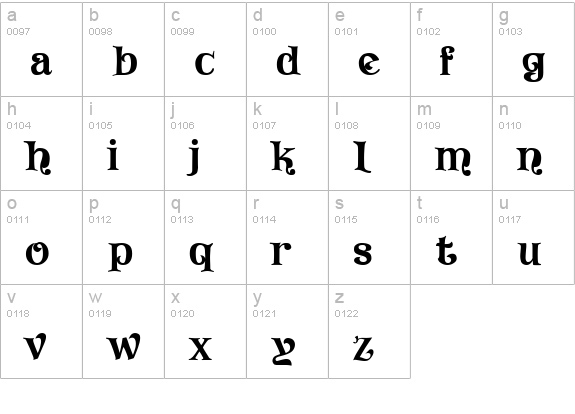 Vivala lowercase a-z preview