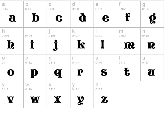 Vivian Regular lowercase a-z preview
