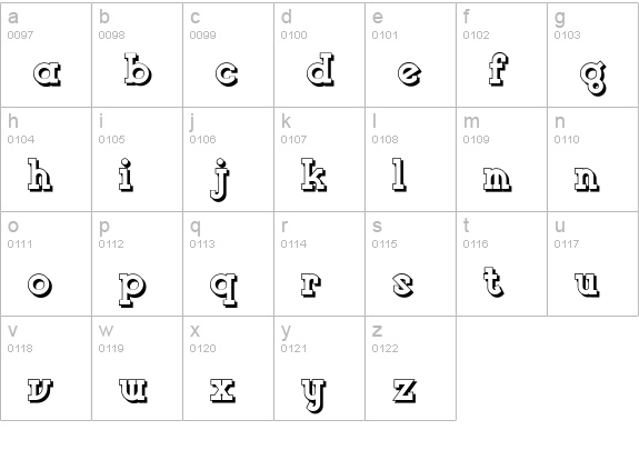 Vlaanderen Shadow NF lowercase a-z preview