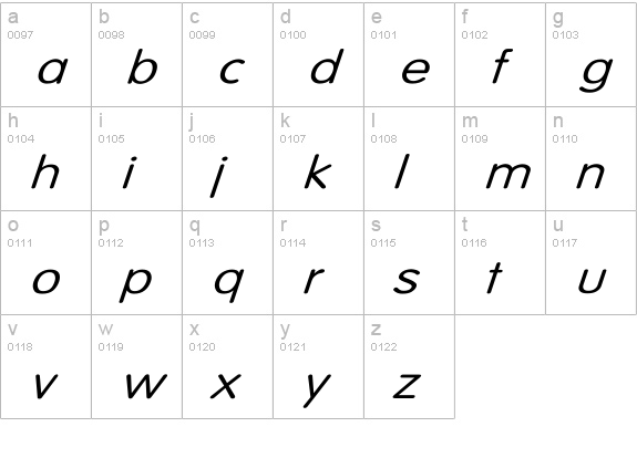 Vogue-Normal Wd Italic lowercase a-z preview
