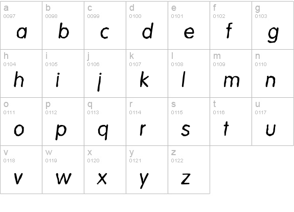 VolkswagenAntique-Italic lowercase a-z preview