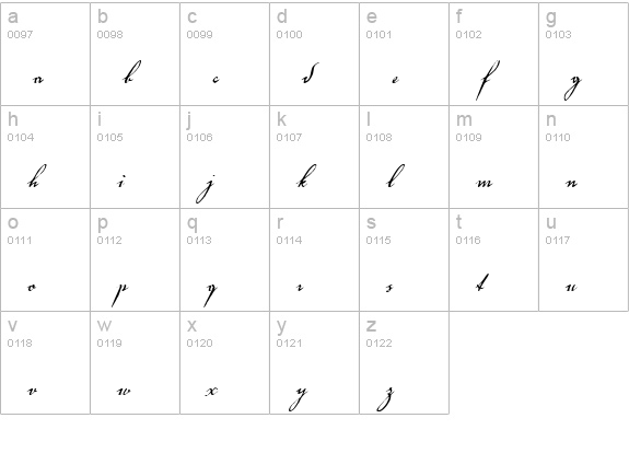 VolutaScript lowercase a-z preview