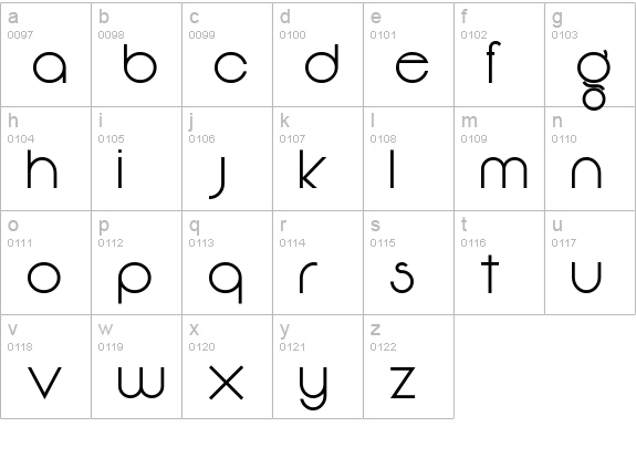 Vonique 92 lowercase a-z preview