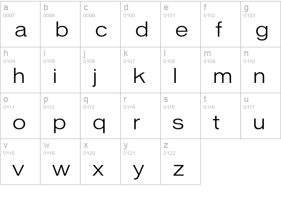 VonnesTTThinExt lowercase a-z preview
