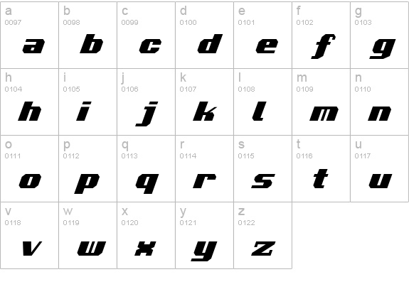 Voortrekker Italic lowercase a-z preview