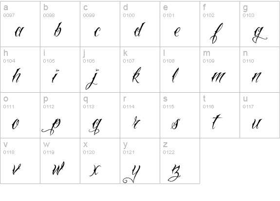 Vtc-NueTattooScript lowercase a-z preview