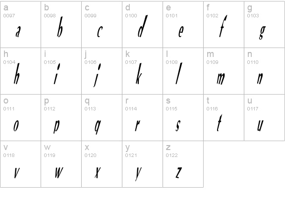 VTC Optika Regular Italic lowercase a-z preview