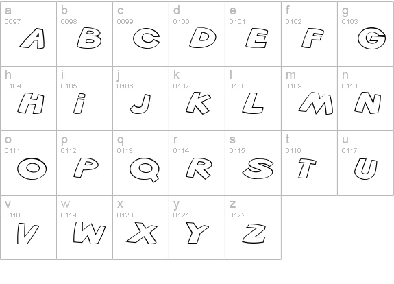 VTC ScreamItLoud Outline Italic lowercase a-z preview