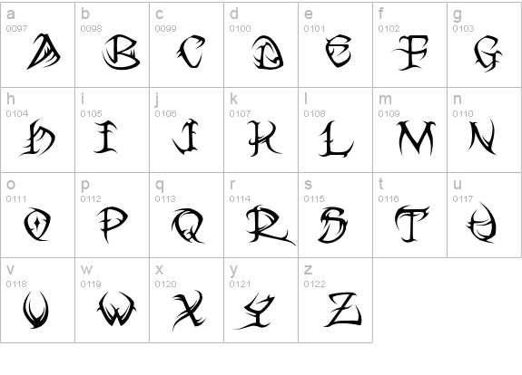 VTC Tribal Regular lowercase a-z preview
