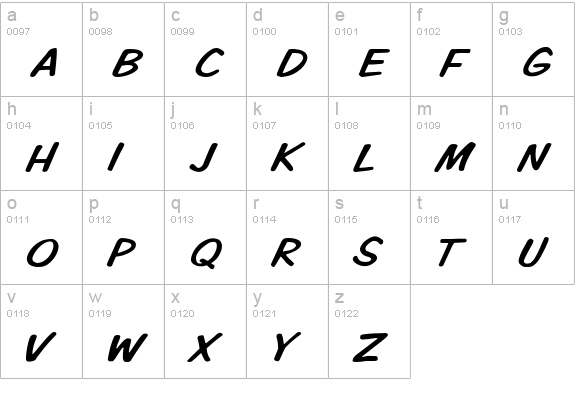 VTCKomixationCapsItalic lowercase a-z preview