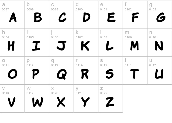 VTCKomixationHandBold lowercase a-z preview