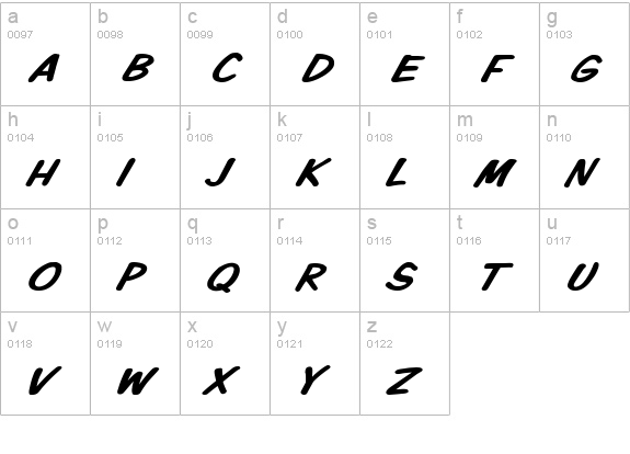 VTCKomixationSCItalic lowercase a-z preview
