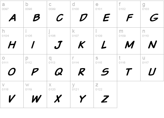 VTCSundaykomixcapsboldItalic lowercase a-z preview