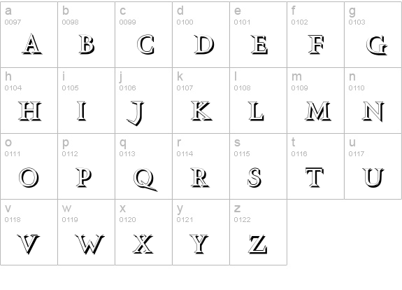 VTCSwitchbladeRomanceShadowed lowercase a-z preview