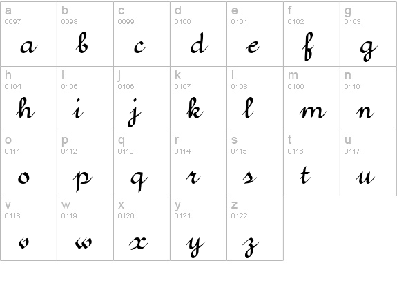 VunderScript Bold lowercase a-z preview