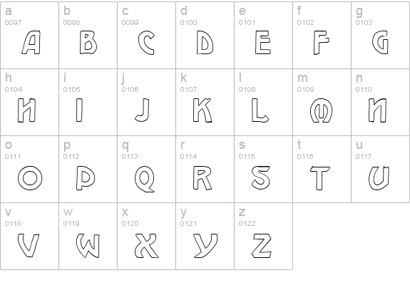 W.J. Pearce hollow lowercase a-z preview
