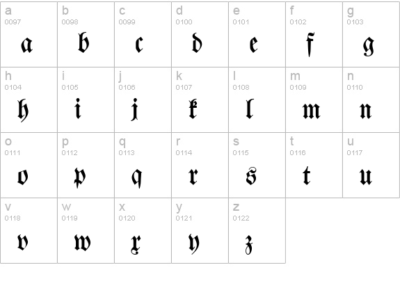 W650-Blackletter-Regular lowercase a-z preview