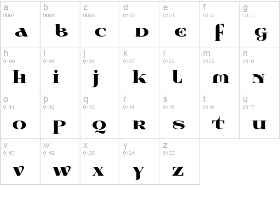 Wabroye lowercase a-z preview