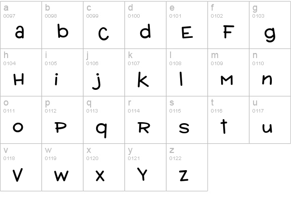 Wacky Action BTN Bold lowercase a-z preview