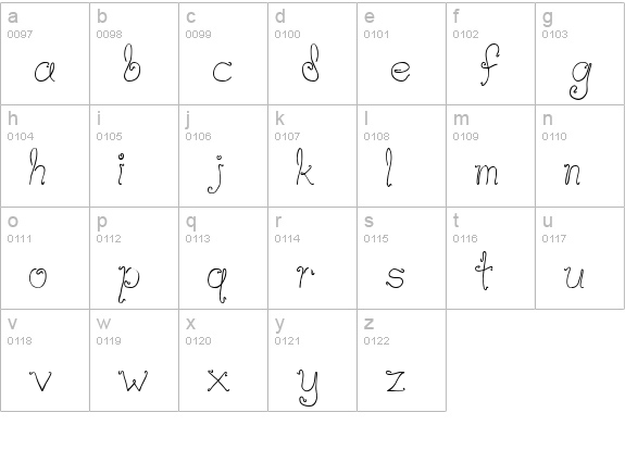 Waif Thin lowercase a-z preview