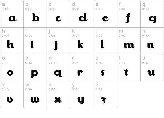 WalrusGumbo lowercase a-z preview