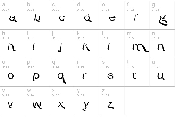 Warpy Roundheads lowercase a-z preview