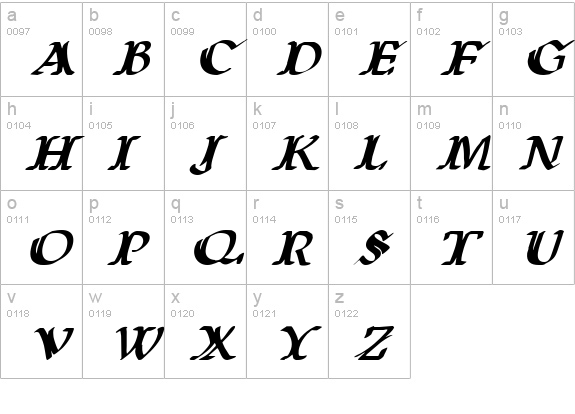 Wars of Asgard Italic lowercase a-z preview