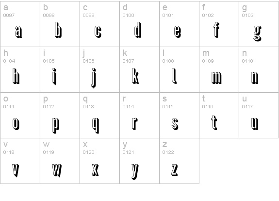 Warsaw Gothic Shadow lowercase a-z preview