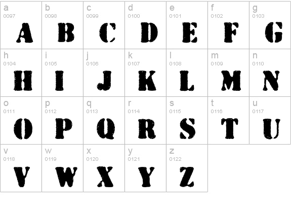 Wartorn lowercase a-z preview