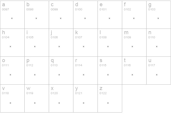 WaverlyBoldCondensedTab lowercase a-z preview
