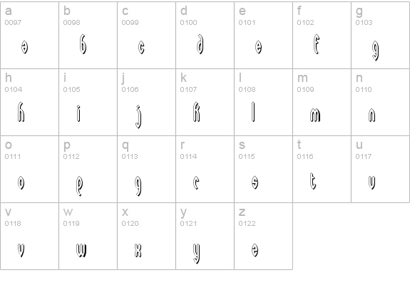 Wayward Shadow BRK lowercase a-z preview