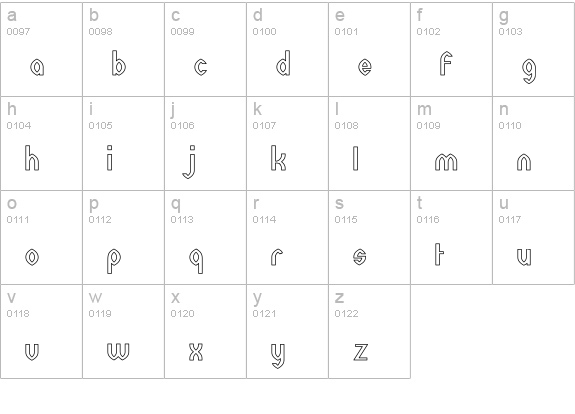 Wazoo Outline lowercase a-z preview