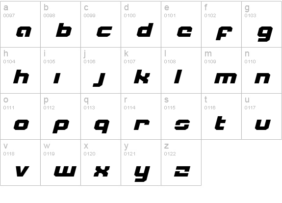 Weaponeer Expanded Italic lowercase a-z preview