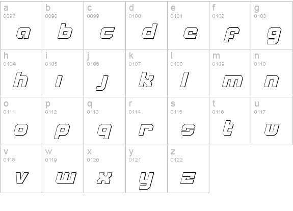 Weaponeer Shadow Italic lowercase a-z preview