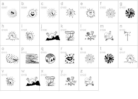 WeatherBats lowercase a-z preview