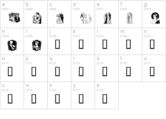 WedDing lowercase a-z preview