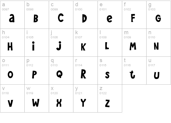 Wee Bairn lowercase a-z preview