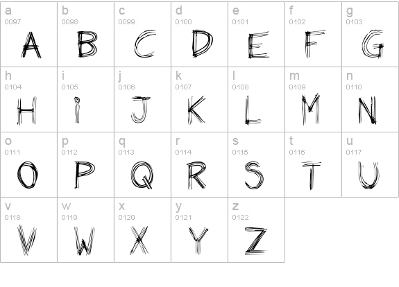 Weirdo lowercase a-z preview