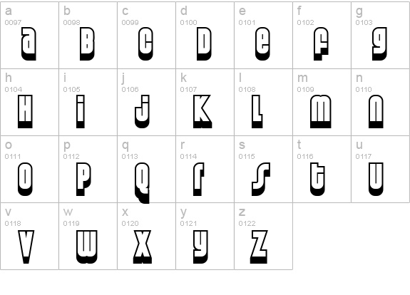 Weltron 2001 lowercase a-z preview