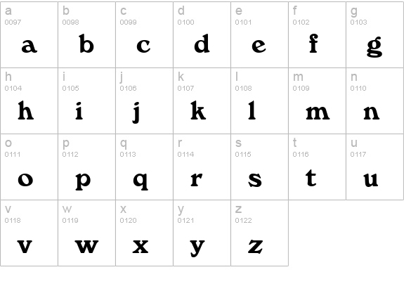 Whitehall-Bold lowercase a-z preview