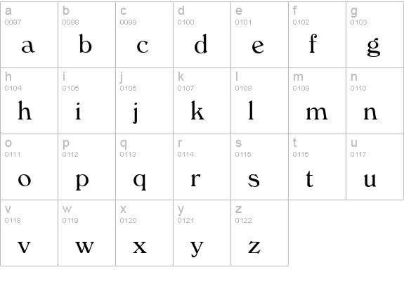 Whitehall-Regular lowercase a-z preview