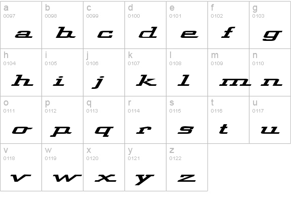 Wide Glide lowercase a-z preview