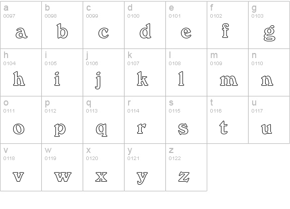 Windsor Outline lowercase a-z preview