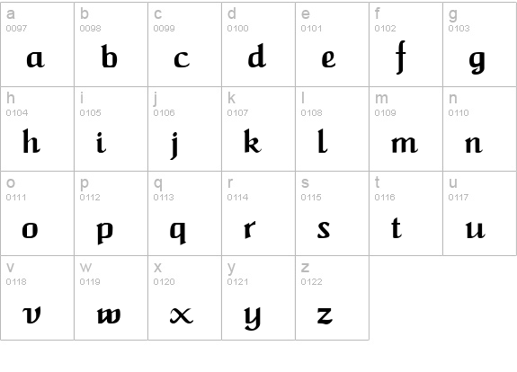Wings lowercase a-z preview