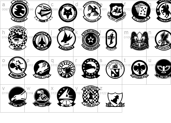 Wings of America lowercase a-z preview