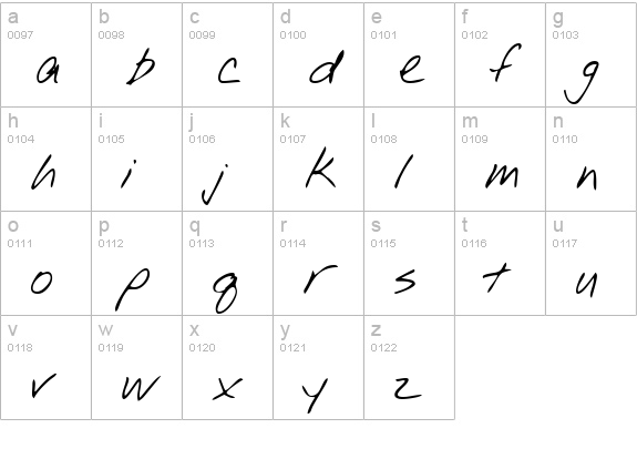 WinstonsHand Regular lowercase a-z preview