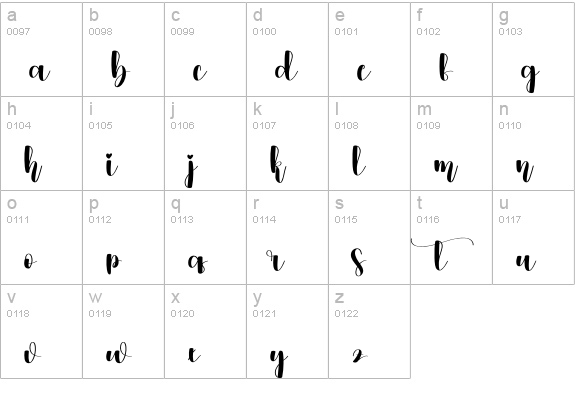 Winterlove lowercase a-z preview