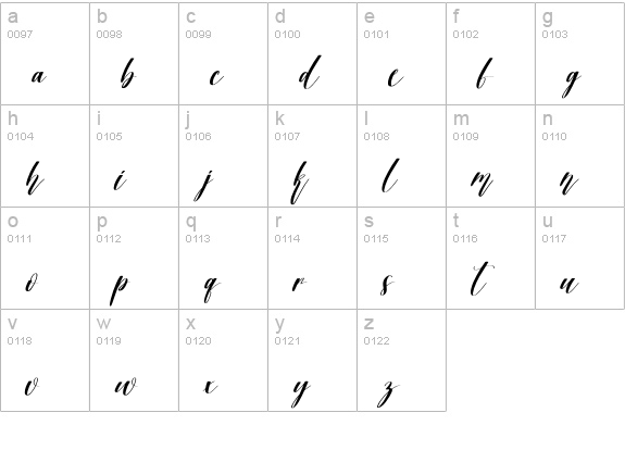 Winterstar lowercase a-z preview