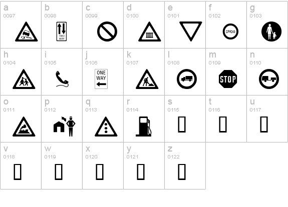wmroadsigns lowercase a-z preview