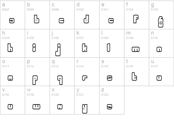Woggle lowercase a-z preview